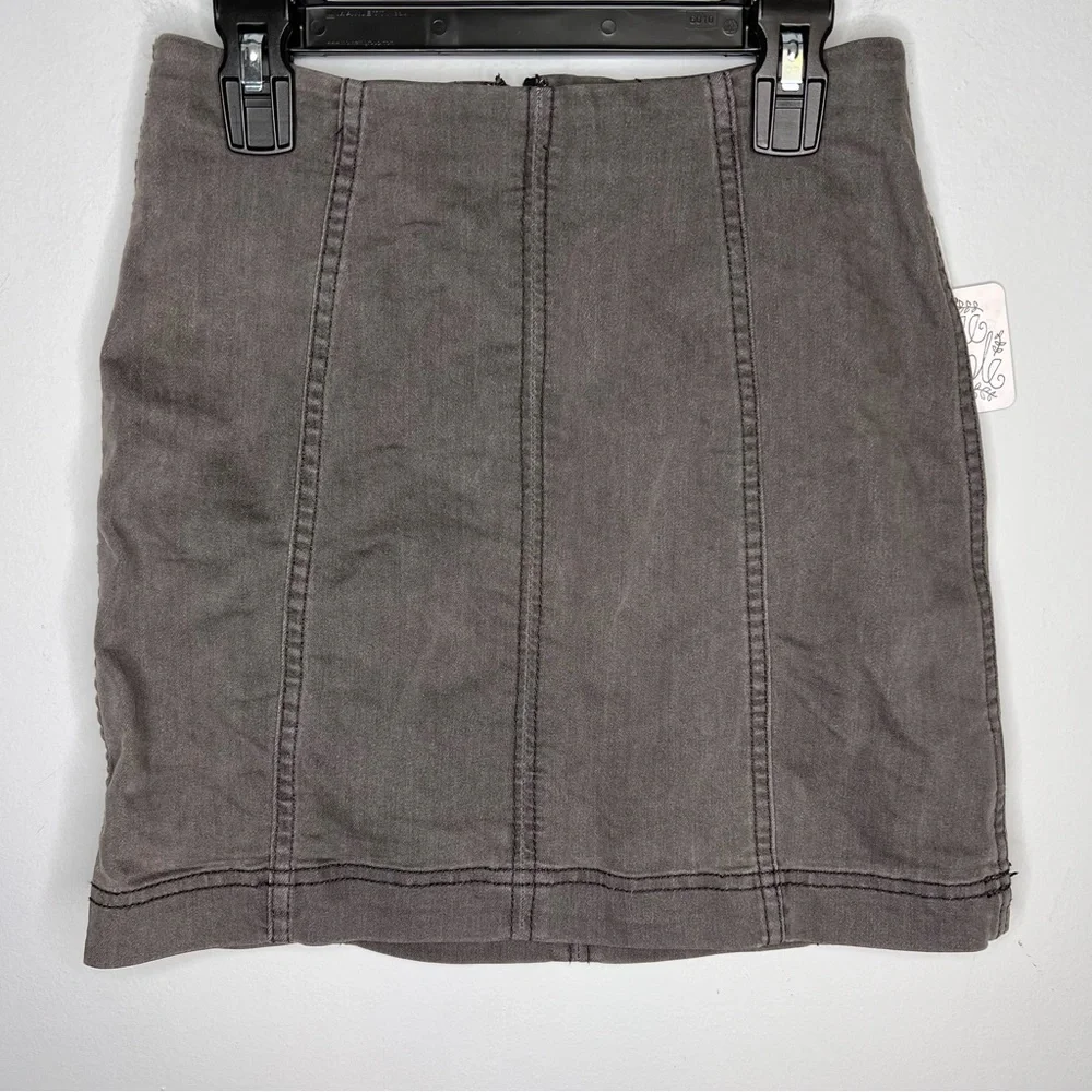 NEW Free People We‎ the Free Modern Femme Denim Stretch Mini Skirt Black Jean